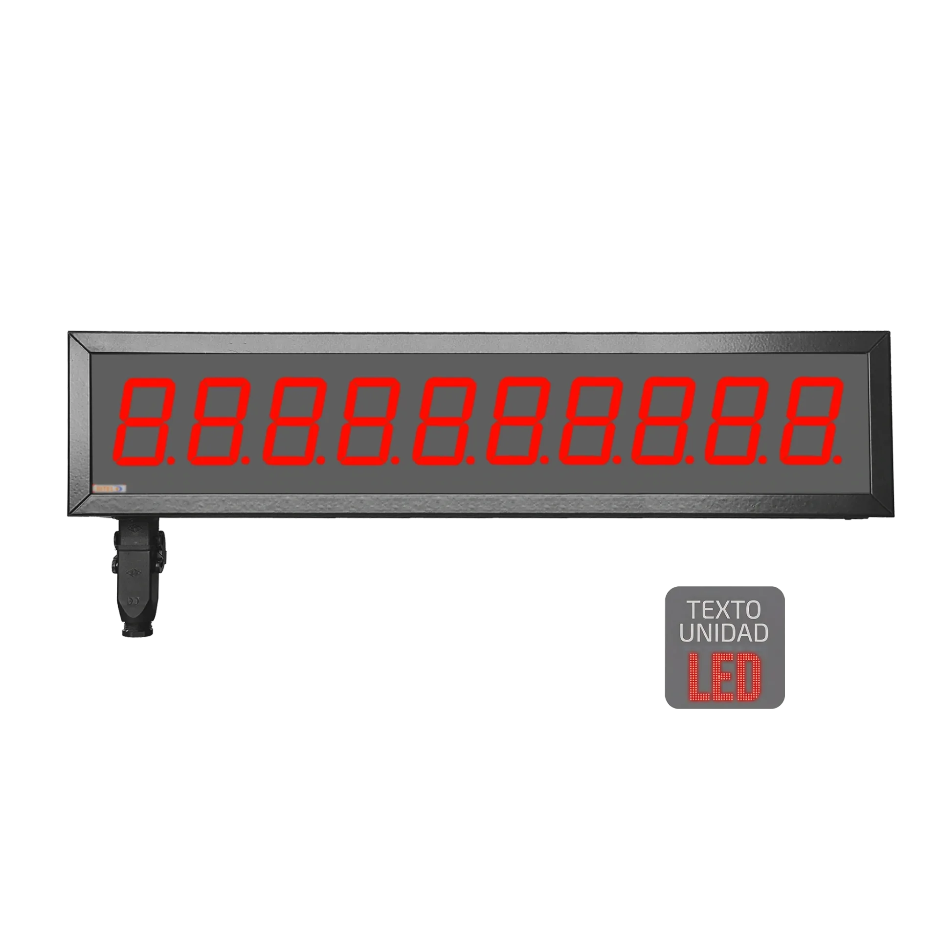 Visualizador Numerico 57mm, 10 digitos, Serie, Ethernet, Wifi +2R, Texto LED, IP65